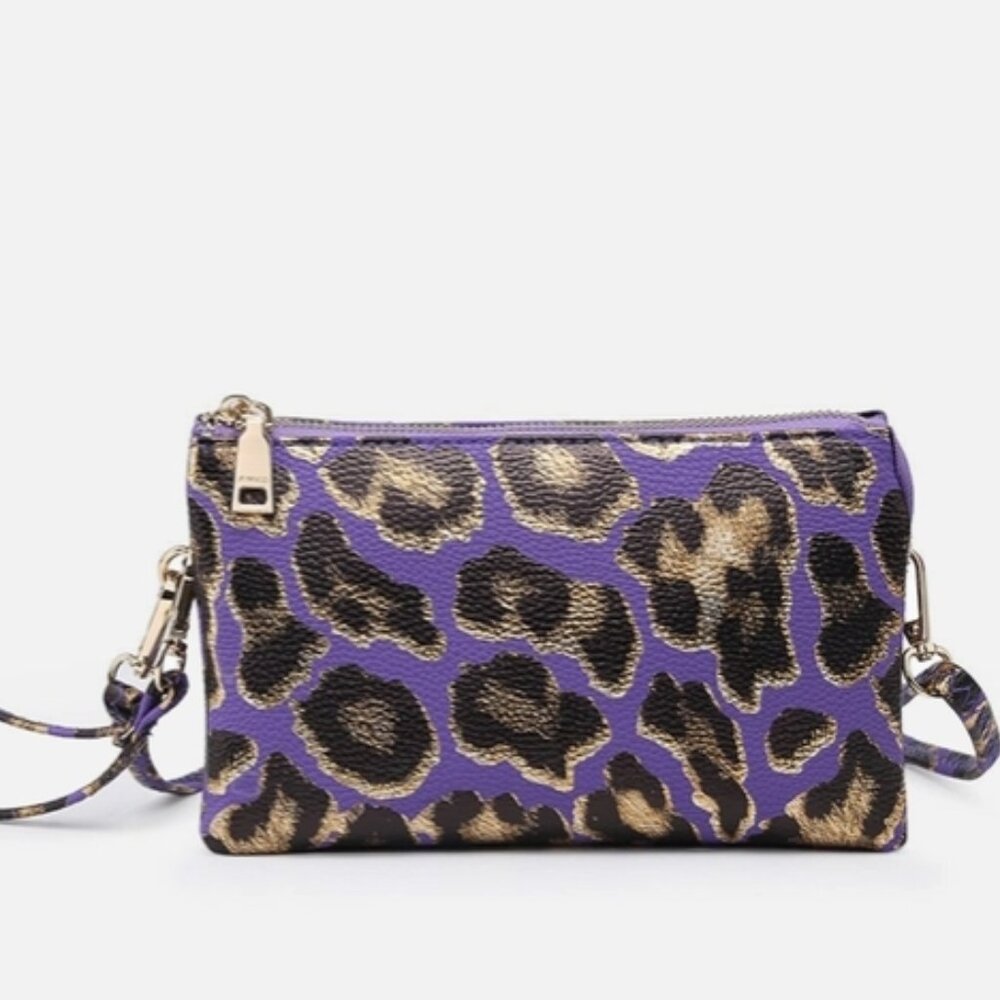 Jen & Co Riley 3 Compartment Crossbody/Wristlet Bag Leopard Print NWT